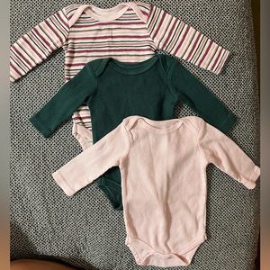 Chick Pea bundle, 0-3M thermal onesies, pink/green